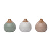 Sagebrook Home 12681-04 Set of 3 Matte Bud Vases, Creme/Drk Sage/Cotton White