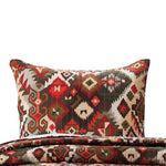 Benzara Neretva Standard Size Rectangular Fabric Sham with Native Prints, Red and Brown