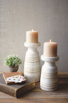 Kalalou CDL3128 White Ceramic Candle Holders Set of 2