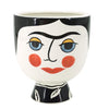 Sagebrook Home 17939 Ceramic, 7" Frida Face Flower Vase, Black/White