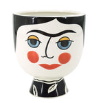 Sagebrook Home 17939 Ceramic, 7" Frida Face Flower Vase, Black/White