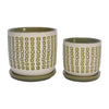 Sagebrook Home 16400-10 Ceramic, Set of 2 5/6" Planter with SauCeramic, Olive