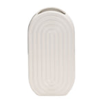 Sagebrook Home 17994-02 Ceramic, 11" Oval Ridged Vase, White