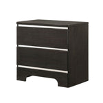 Benzara BM215314 Contemporary Style Nightstand with 2 Drawers and Silver Accents, Black