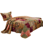 Benzara Kamet 2 Piece Fabric Twin Size Bedspread Set with Floral Prints, Multicolor