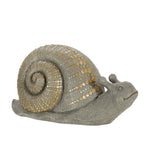 Benzara 16 Inches Polyresin Frame Snail Figurine with Dotted Texture, Gray and Gold