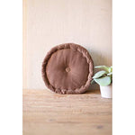 Kalalou NRV2138 Round Velvet Cushion Cobblestone
