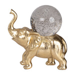 Sagebrook Home 18479 Resin, 9" Elephant with Crystal Ball, Gold