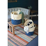Kalalou CCH1146 Braided Maize Rope Baskets with Blue Bottom