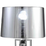 Benzara Metal Frame Table Lamp with Acrylic Accent and Tapered Shade, Chrome