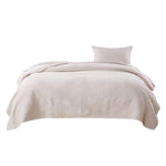 Benzara 2 Piece Microfiber Twin Size Quilt Set with Geometric Print, Cream