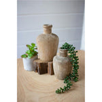 Kalalou CEPC1008 Carved Shoulder Wooden Bottles Set of 2