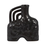 Sagebrook Home 17949 Ceramic, 8" Metallic Triple Handle Vase, Black