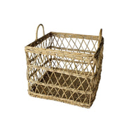 Benzara Rattan Woven Basket with Criss Cross Open Sides, Set of 3, Brown