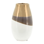 Sagebrook Home 16812-01 Ceramic, 10" 2-Tone Vase, Gold/White