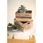 Kalalou CJJ1003 Wooden Slatted Crates Set of 2