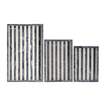 Sagebrook Home 17471-04 Resin, Set of 3 13/18/24" Striped Trays, Gray/White