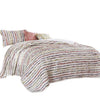 Benzara Four Piece Twin Size Cotton Quilt Set with Sewn Floral Ruffles, Multicolor