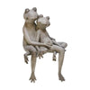 Benzara Polyresin Sitting Frog Couple Figurine with Textured Details, Gray