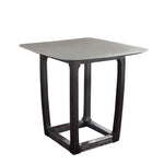 Benzara Square Marble Top Counter Height Wooden Table with Sled Base, Gray