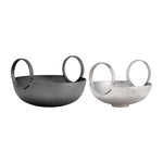 Sagebrook Home 17752 Metal, Set of 2, 7/8" Bowl With Handles, Slvr/Gunmetal