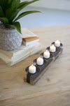 Kalalou NMCC1062 Five Metal Candle Holders In A Recycled Wooden Base