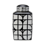 Sagebrook Home 17898-04 Ceramic, 16" Square Jar W/ Lid, Black/White
