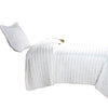 Benzara Yukon Fabric 2 Piece Twin Quilt Set with Ruffle Striped Pattern, White