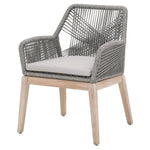 Benzara Intricate Rope Weave Arm Chair with Removable Cushion Seat, Set of 2, Gray