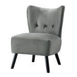 Benzara BM219778 Upholstered Armless Accent Chair with Flared Back and Button Tufting, Gray