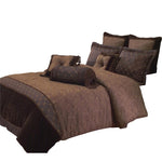 Benzara 10 Piece King Polyester Comforter Set with Paisley Pattern Design, Brown