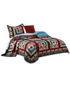 Benzara Thames 4 Piece Twin Cotton Quilt Set with Log Cabin Pattern, Multicolor
