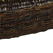 Benzara Rectangle Willow Woven Wall Basket with Looped Handles, Large, Brown