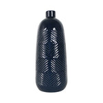 Sagebrook Home 18625-01 Ceramic, 14" Textured Lines Vase, Navy