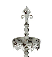 Benzara Rustic 3 Tier Iron Tray Rack with Spool Turned Design, Antique White