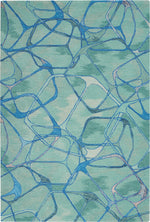 Nourison Symmetry Contemporary Aqua Blue Area Rug
