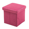Benzara Fabric Upholstered Wooden Frame Foldable Storage Ottoman, Pink