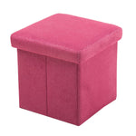 Benzara Fabric Upholstered Wooden Frame Foldable Storage Ottoman, Pink