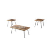 Benzara 3 Piece Reclaimed Wood and Metal Foldable Table Set, Brown and Black