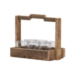 Benzara 6 Pieces Round Glasses with Rectangular Planter Basket, Brown and Clear