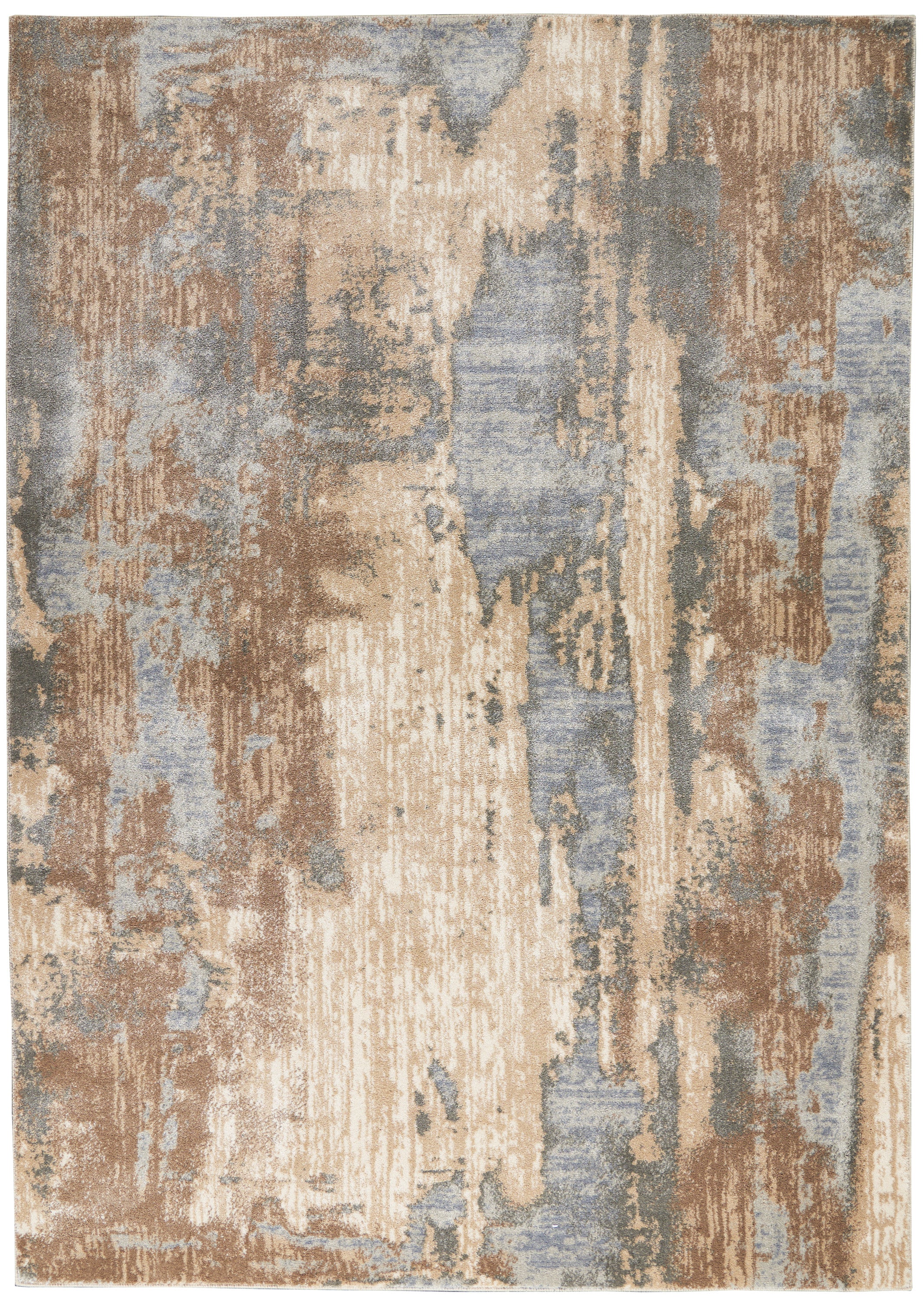 Distressed Industrial Style Abstract Rug