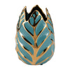 Sagebrook Home 13036-08 Ceramic 8" Leaf Vase, Turquoise/Gold