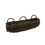 Benzara Rectangle Willow Woven Wall Basket with Looped Handles, Large, Brown