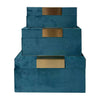 Sagebrook Home 17408 Velvet, Set of 3 7/8/9", Jewelry Boxes, Teal/Gold