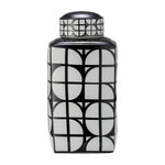 Sagebrook Home 17898-03 Ceramic, 18" Square Jar W/ Lid, Black/White