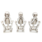 Sagebrook Home 16382-03 Res, Set of 3 No Evil Skeletons , White