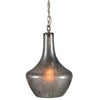 Benzara 1 Light Curved Glass and Metal Pendant, Gray