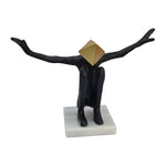 Sagebrook Home 18300 Metal, 13" Open Arms Man, Black/Gold