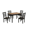 Benzara 5 Piece Wooden Dining Set with Ladder Back Chairs, Brown and Black