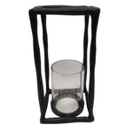 Sagebrook Home 18515-01 Metal, 12" Open Square Hurricane Holder, Black